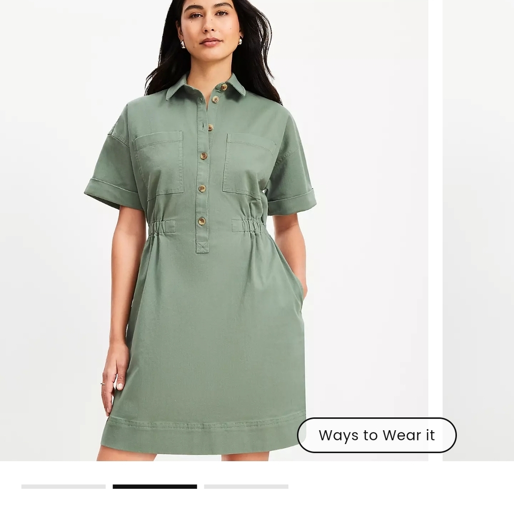 LOFT Green Shirt Dress